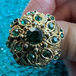 Vintage gold-tone ring with green stones